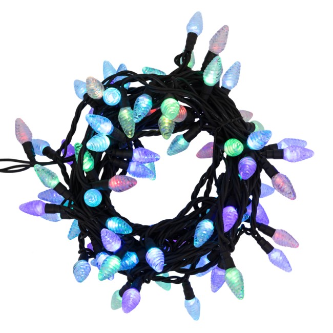 Гирлянда Мультишишки Ø23 мм, 10 м, 80 LED RGB, черный Каучук, IP65, быстрая смена цвета, 230В соединяется NEON-NIGHT (нужен шнур питания 315-000)