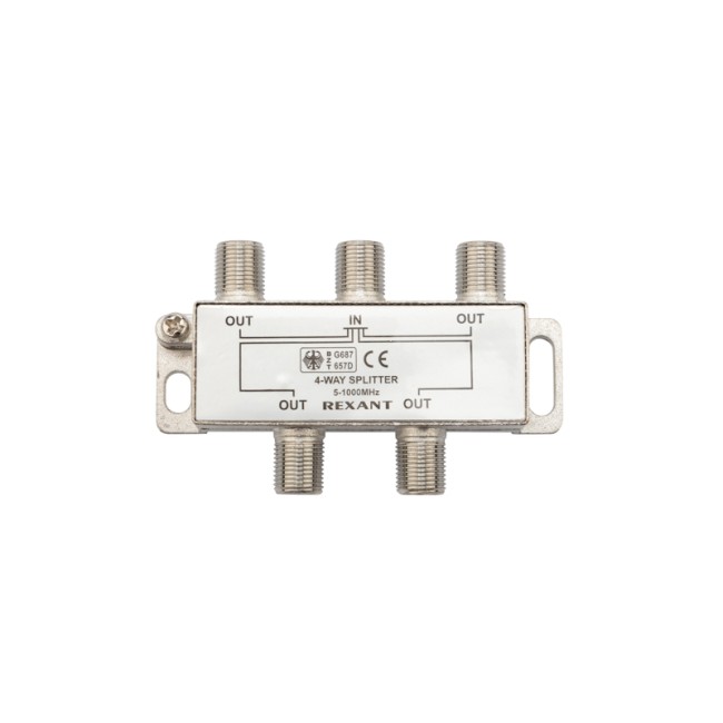Делитель антенный F-типа на 4 TV, 5-1000 МГц REXANT Делитель антенный F-типа на 4 TV, 5-1000 МГц REXANT