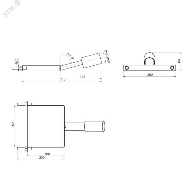 Кронштейн для уличных светильников на столб 430х260х130 D60 мм Gauss