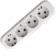 Розетка-колодка 4 поста наружная с заземлением ABS-пластик Розетка-колодка 4 поста наружная с заземлением ABS-пластик