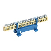 Шина «N» нулевая с синим изолятором тип «Стойка» на DIN-рейку 6x9 мм 15 групп REXANT Шина «N» нулевая с синим изолятором тип «Стойка» на DIN-рейку 6x9 мм 15 групп REXANT