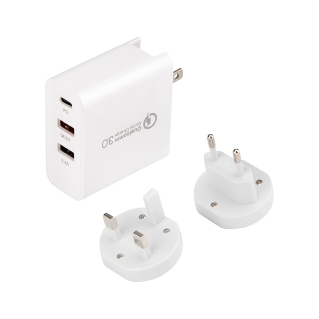 Сетевое зарядное устройство для iPhone/iPad REXANT 2xUSB+USB Type-С, переходник + адаптер, 48W белое