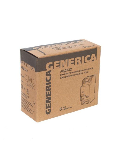 Выключатель автоматический дифференциального тока 2п C 16А 30мА тип AC 4.5кА АВДТ 32 C16 GENERICA MAD25-5-016-C-30