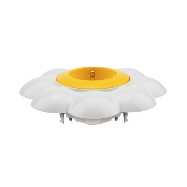 Розетка одноместная KRANZ HAPPY Ромашка скрытой установки, с заземлением и защитными шторками, желтая/белая Розетка одноместная KRANZ HAPPY Ромашка скрытой установки, с заземлением и защитными шторками, желтая/белая