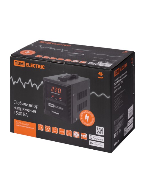 Стабилизатор напряжения БСР1-1,5 кВА электронный переносной TDM Стабилизатор напряжения БСР1-1,5 кВА электронный переносной TDM