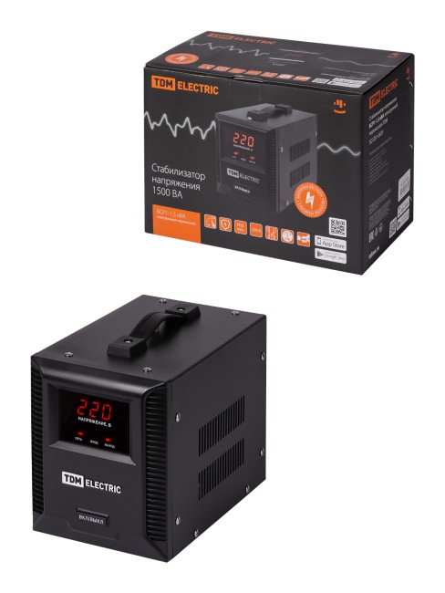 Стабилизатор напряжения БСР1-1,5 кВА электронный переносной TDM Стабилизатор напряжения БСР1-1,5 кВА электронный переносной TDM