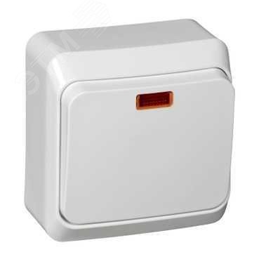 ЭТЮД Выключатель одноклавишный наружный с подсветкой белый сх.1