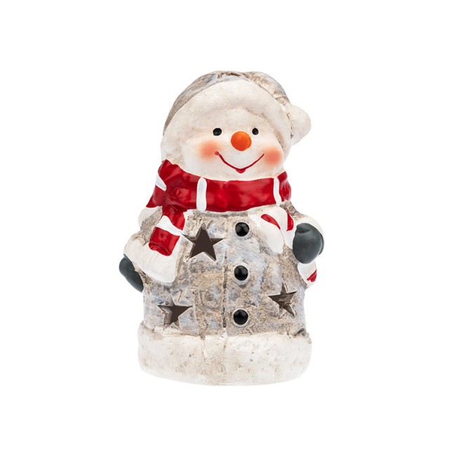 Керамическая фигурка Снеговичок в шарфе 7,5x6,5x12 см Керамическая фигурка Снеговичок в шарфе 7,5x6,5x12 см