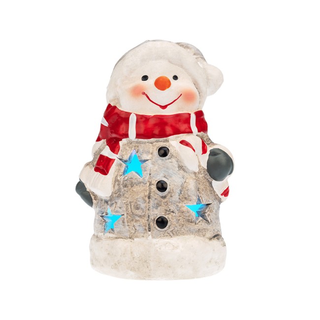 Керамическая фигурка Снеговичок в шарфе 7,5x6,5x12 см Керамическая фигурка Снеговичок в шарфе 7,5x6,5x12 см