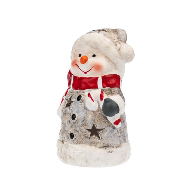 Керамическая фигурка Снеговичок в шарфе 7,5x6,5x12 см Керамическая фигурка Снеговичок в шарфе 7,5x6,5x12 см