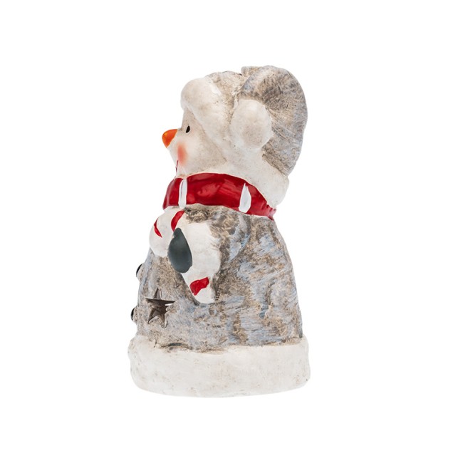 Керамическая фигурка Снеговичок в шарфе 7,5x6,5x12 см Керамическая фигурка Снеговичок в шарфе 7,5x6,5x12 см