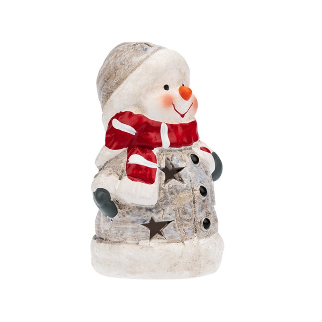 Керамическая фигурка Снеговичок в шарфе 7,5x6,5x12 см Керамическая фигурка Снеговичок в шарфе 7,5x6,5x12 см