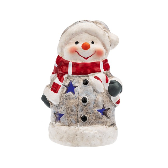 Керамическая фигурка Снеговичок в шарфе 7,5x6,5x12 см Керамическая фигурка Снеговичок в шарфе 7,5x6,5x12 см