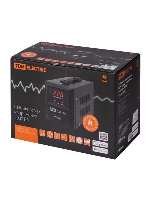 Стабилизатор напряжения БСР1-2,0 кВА электронный переносной TDM Стабилизатор напряжения БСР1-2,0 кВА электронный переносной TDM