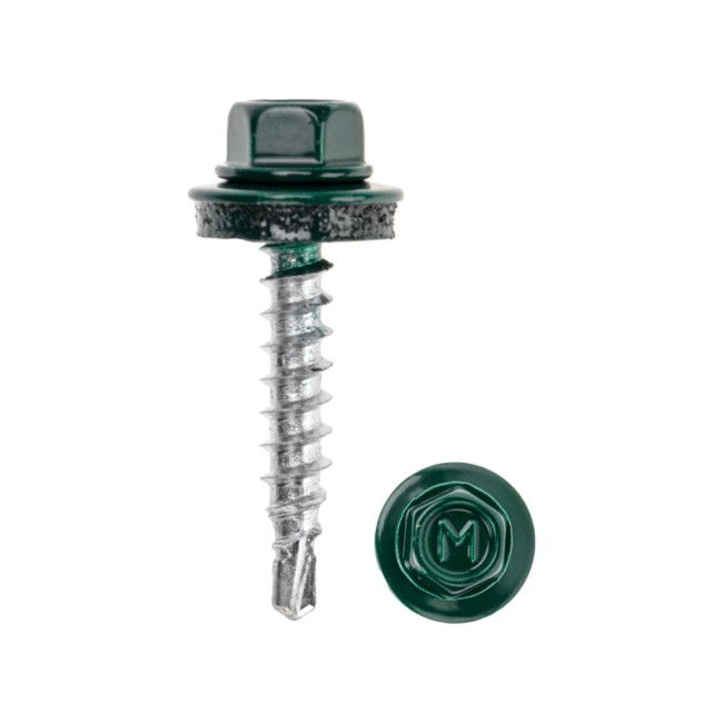 Саморез кровельный 4,8х29, окрашенный RAL 6005, короб (250 шт/уп) KRANZ