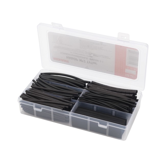 Набор №2 термоусаживаемых трубок ТУТ нг (2:1), черный, 260 шт., REXANT