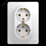 GLOSSA Розетка двойная с заземлением в сборе белая GLOSSA Розетка двойная с заземлением в сборе белая