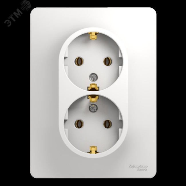 GLOSSA Розетка двойная с заземлением в сборе белая GLOSSA Розетка двойная с заземлением в сборе белая