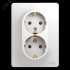 GLOSSA Розетка двойная с заземлением в сборе белая GLOSSA Розетка двойная с заземлением в сборе белая
