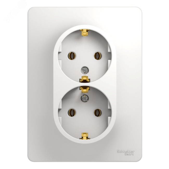 GLOSSA Розетка двойная с заземлением в сборе белая GLOSSA Розетка двойная с заземлением в сборе белая