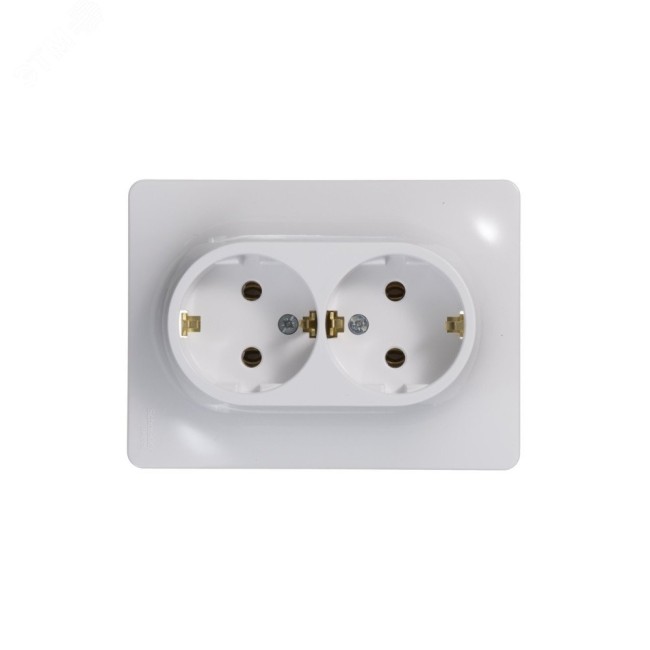 GLOSSA Розетка двойная с заземлением в сборе белая GLOSSA Розетка двойная с заземлением в сборе белая