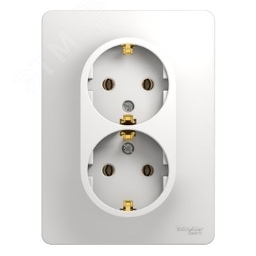 GLOSSA Розетка двойная с заземлением в сборе белая GLOSSA Розетка двойная с заземлением в сборе белая