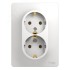GLOSSA Розетка двойная с заземлением в сборе белая GLOSSA Розетка двойная с заземлением в сборе белая
