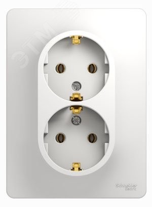 GLOSSA Розетка двойная с заземлением в сборе белая GLOSSA Розетка двойная с заземлением в сборе белая