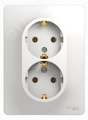 GLOSSA Розетка двойная с заземлением в сборе белая GLOSSA Розетка двойная с заземлением в сборе белая