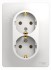 GLOSSA Розетка двойная с заземлением в сборе белая GLOSSA Розетка двойная с заземлением в сборе белая