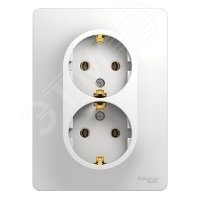 GLOSSA Розетка двойная с заземлением в сборе белая GLOSSA Розетка двойная с заземлением в сборе белая