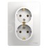 GLOSSA Розетка двойная с заземлением в сборе белая GLOSSA Розетка двойная с заземлением в сборе белая