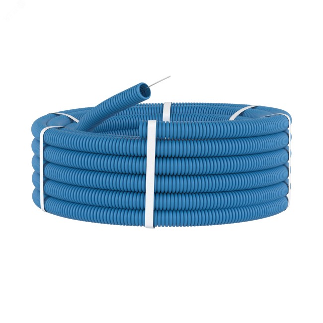 Труба гофрированная ППЛ 20мм с протяжкой легкая синяя 100м Труба гофрированная ППЛ 20мм с протяжкой легкая синяя 100м