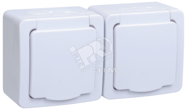 Гермес PLUS Розетка двойная наружная с заземлением с крышкой IP54 Гермес PLUS Розетка двойная наружная с заземлением с крышкой IP54