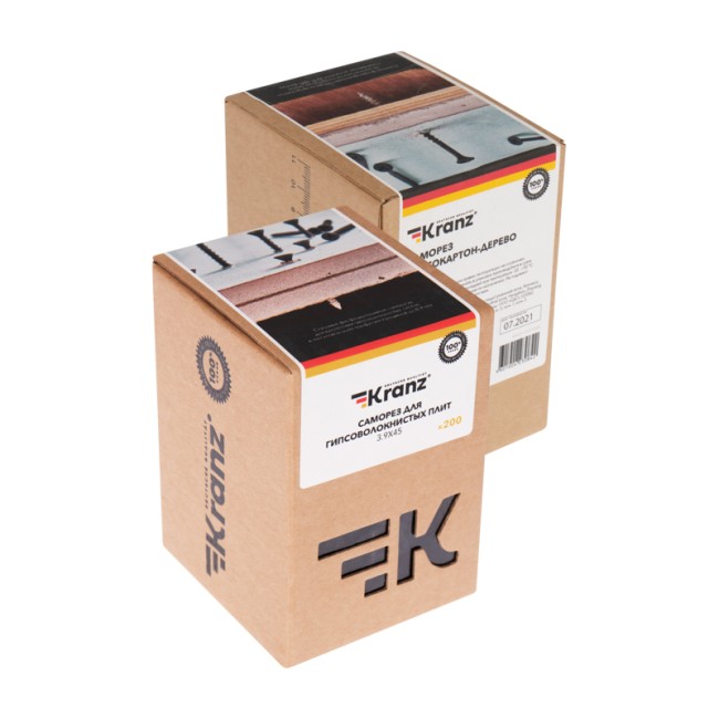 Саморез для гипсоволокнистых плит KRANZ 3.9х45, короб (200 шт./уп.)