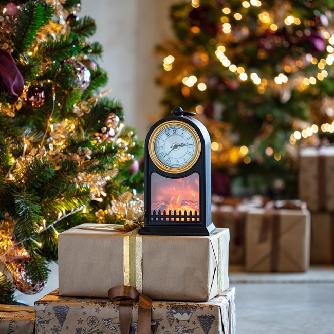 Светодиодный камин Старинные часы с эффектом живого огня 14,7x11,7x25 см, черный, батарейки 2хС (не в комплекте) USB NEON-NIGHT Светодиодный камин Старинные часы с эффектом живого огня 14,7x11,7x25 см, черный, батарейки 2хС (не в комплекте) USB NEON-NIGHT