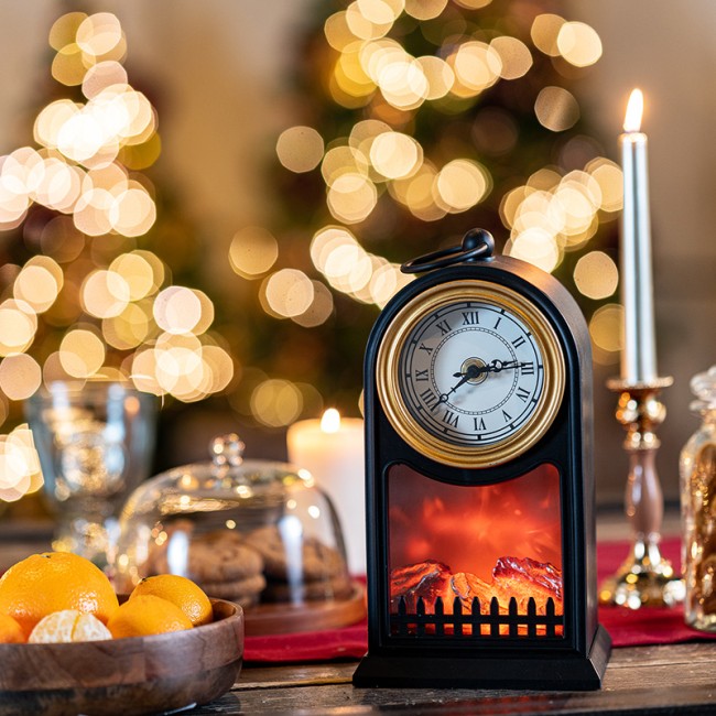 Светодиодный камин Старинные часы с эффектом живого огня 14,7x11,7x25 см, черный, батарейки 2хС (не в комплекте) USB NEON-NIGHT Светодиодный камин Старинные часы с эффектом живого огня 14,7x11,7x25 см, черный, батарейки 2хС (не в комплекте) USB NEON-NIGHT