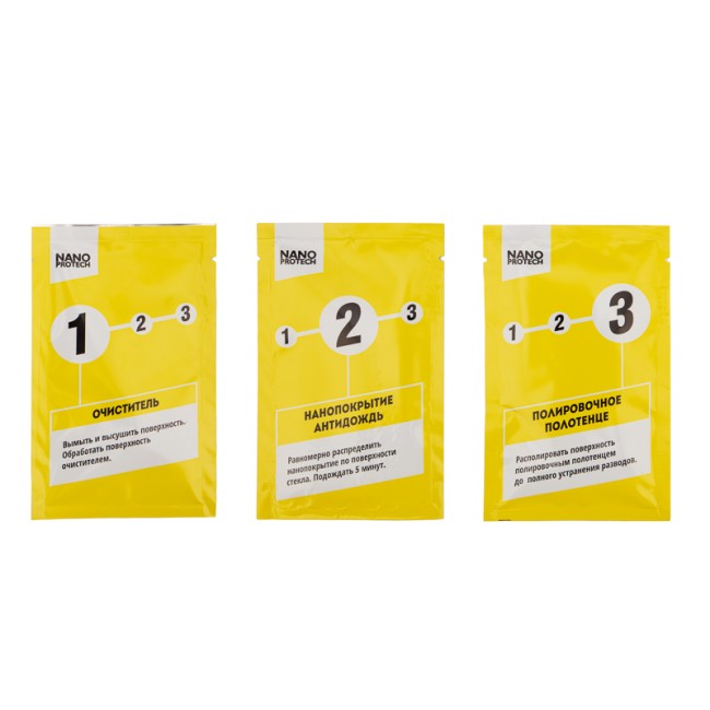 Супер Антидождь NANOPROTECH комплект салфеток для обработки автомобильного стекла
