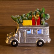 Керамическая фигурка Автобус с елкой 19x9x16 см Керамическая фигурка Автобус с елкой 19x9x16 см