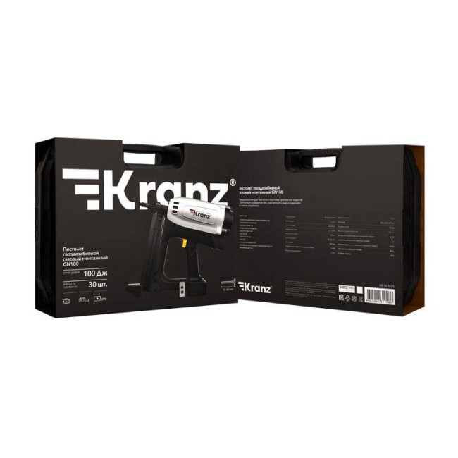 Пистолет гвоздезабивной газовый монтажный GN100 100Дж длина гвоздей 15-40мм d2.7-3мм KRANZ KR-16-1655