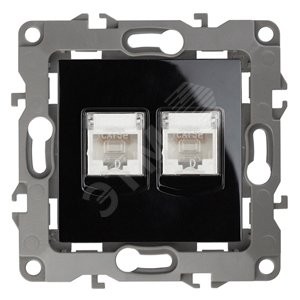 Розетка информационная двойная 2XRJ45, Эра12, чёрный, 12-3108-06 Розетка информационная двойная 2XRJ45, Эра12, чёрный, 12-3108-06
