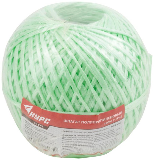 Шпагат полипропиленовый 1000 текс 100м зел. КУРС 68173 Шпагат полипропиленовый 1000 текс 100м зел. КУРС 68173