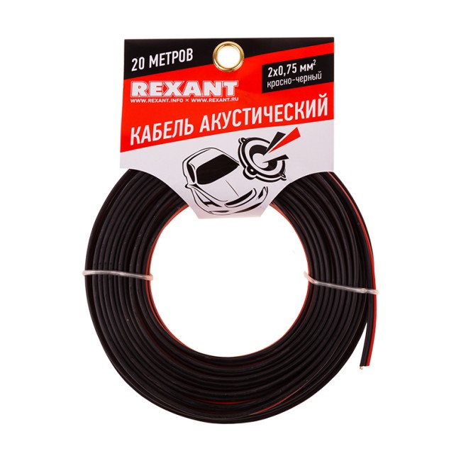 Кабель акустический 2х0,75мм², красно-черный, мини-бухта 20м REXANT Кабель акустический 2х0,75мм², красно-черный, мини-бухта 20м REXANT