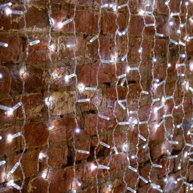 Гирлянда Светодиодный Дождь 2х3м, 600 LED БЕЛЫЙ, прозрачный ПВХ, IP65, постоянное свечение, 230В соединяется NEON-NIGHT (нужен шнур питания 303-500-1)
