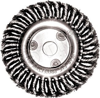 Кордщетка-колесо, посадочный диаметр 22.2 мм, стальная витая проволока 125 мм