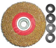 Кордщетка-колесо, стальная латунированная волнистая проволока 125 мм