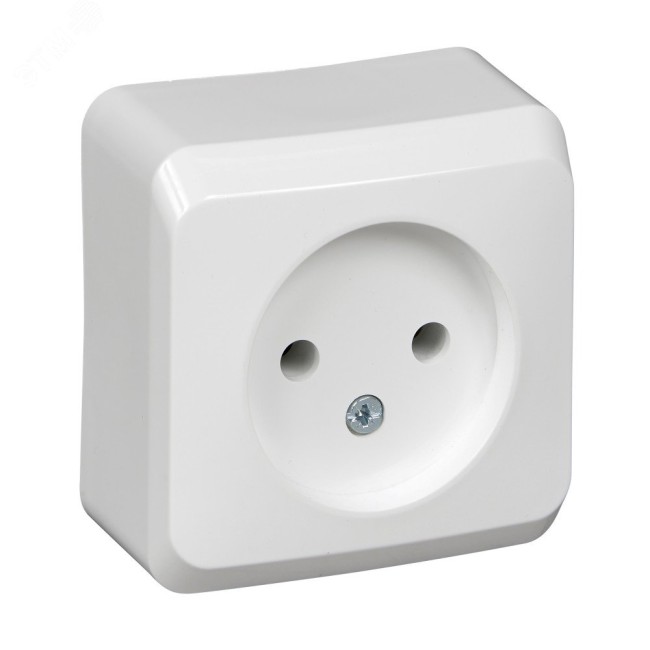 ЭТЮД Розетка наружная без заземления без шторок белая ЭТЮД Розетка наружная без заземления без шторок белая