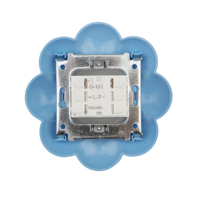 Выключатель одноклавишный KRANZ HAPPY Цветок скрытой установки, белый/голубой Выключатель одноклавишный KRANZ HAPPY Цветок скрытой установки, белый/голубой