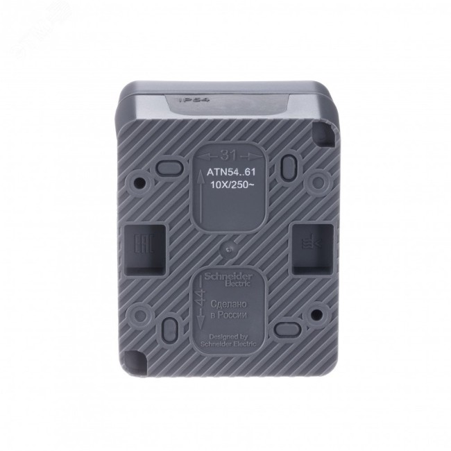 AtlasDesign Profi54 переключатель одноклавишный IP54 10 АХ, АНТРАЦИТ, Россия