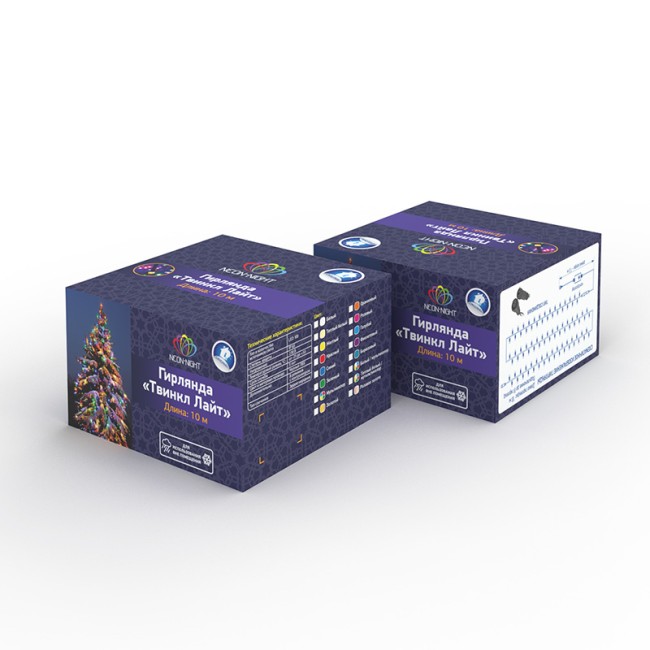 Гирлянда Твинкл Лайт 10 м, черный ПВХ, 100 диодов, цвет желтый (контроллер в комплекте)